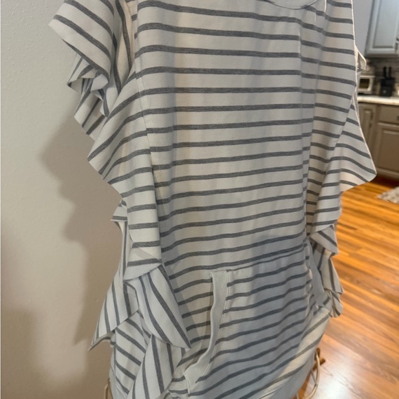Doe & Rae Striped Ruffle Sleeve Sweatshirt - Picture 2 of 6